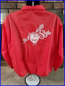 Vintage Heileman's Old Style Beer Jacket Windbreaker Jacket Mens Large Red Vtg