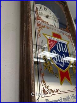 Vintage Heileman's Old Style Beer Lighted Clock Mirror Vintage Heileman's Old Style Beer Lighted Clock Mirror
