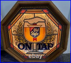 Vintage Heileman's Old Style Beer Lighted ON TAP Bar Sign from 1980