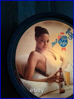 Vintage Heileman's Old Style Beer Lighted Sign 1983 Beautiful Woman Lady