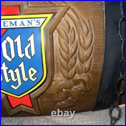 Vintage Heileman's Old Style Beer Pure Genuine Hanging Barrel Light