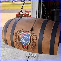 Vintage Heileman's Old Style Beer Pure Genuine Hanging Barrel billiards Light