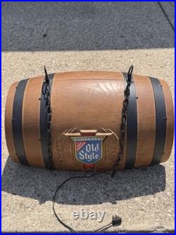Vintage Heileman's Old Style Beer Pure Genuine Hanging Barrel billiards Light
