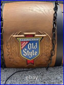 Vintage Heileman's Old Style Beer Pure Genuine Hanging Barrel billiards Light