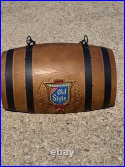 Vintage Heileman's Old Style Beer Pure Genuine Hanging Barrel billiards Light