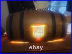 Vintage Heileman's Old Style Beer Pure Genuine Pool Table Hanging Barrel Light