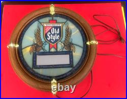 Vintage Heileman's Old Style Beer Sign Light Up Digital Clock 1988 Stained Glass