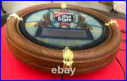 Vintage Heileman's Old Style Beer Sign Light Up Digital Clock 1988 Stained Glass