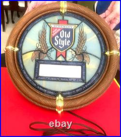 Vintage Heileman's Old Style Beer Sign Light Up Digital Clock 1988 Stained Glass