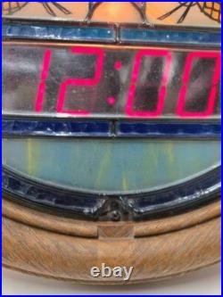 Vintage Heileman's Old Style Beer Sign Light Up Digital Clock 1988 Stained Glass