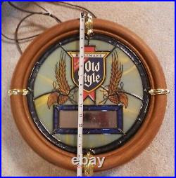 Vintage Heileman's Old Style Beer Sign Light Up Digital Clock 1988 Stained Glass