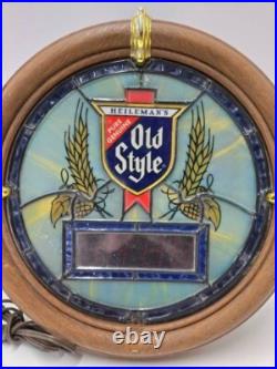 Vintage Heileman's Old Style Beer Sign Light Up Digital Clock 1988 Stained Glass