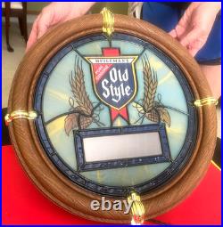 Vintage Heileman's Old Style Beer Sign Light Up Digital Clock 1988 Stained Glass