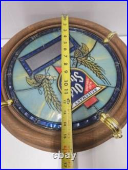 Vintage Heileman's Old Style Beer Sign Light Up Digital Clock 1988 Stained Glass