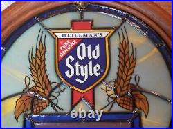 Vintage Heileman's Old Style Beer Sign Light Up Digital Clock 1988 Stained Glass