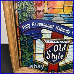 Vintage Heileman's Old Style Beer Stein Faux Stained Glass Lighted Sign GREAT