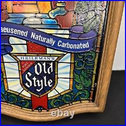 Vintage Heileman's Old Style Beer Stein Faux Stained Glass Lighted Sign GREAT
