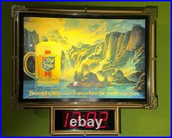 Vintage Heileman's Old Style Beer Waterfall LED Digital Clock Lighted Sign