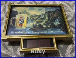 Vintage Heileman's Old Style Beer Waterfall LED Digital Clock Lighted Sign