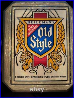 Vintage Heileman's Old Style Crystal Cut Glass Look 1983 Lighted Beer Sign