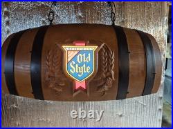 Vintage Heileman's Old Style Hanging Half Barrel Bar Light