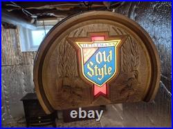 Vintage Heileman's Old Style Hanging Half Barrel Bar Light