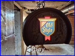 Vintage Heileman's Old Style Hanging Half Barrel Bar Light