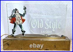 Vintage Heileman's Old Style Lager Grenadier Pebble Etched Lighted Back Bar Sign