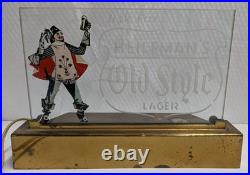 Vintage Heileman's Old Style Lager Grenadier Pebble Etched Lighted Back Bar Sign