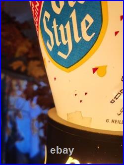 Vintage Heileman's Old Style Lager Hourglass Spinning Sign