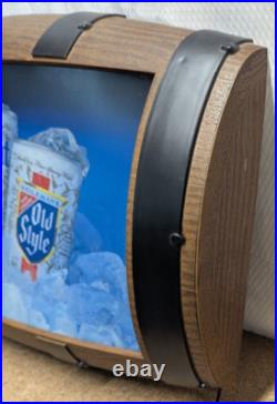 Vintage Heileman's Old Style Pick Your Style Lighted Barrel Back Bar Sign 27