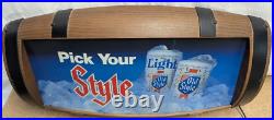 Vintage Heileman's Old Style Pick Your Style Lighted Barrel Back Bar Sign 27