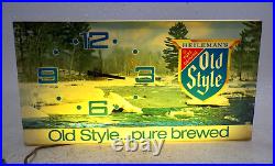 Vintage Heileman's Old Style Pure Brewed Beer Lighted Sign With Clock