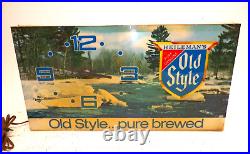 Vintage Heileman's Old Style Pure Brewed Beer Lighted Sign With Clock