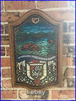 Vintage Heileman's Old Style Spring Water 1979 beer sign lighted stained glass
