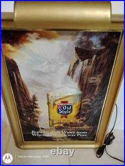 Vintage Heileman's Old Style Waterfall Lighted Beer Sign Mug Stein