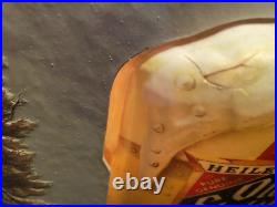 Vintage Heileman's Old Style Waterfall Lighted Beer Sign Mug Stein