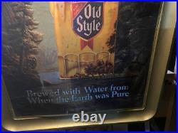 Vintage Heileman's Old Style Waterfall Lighted Beer Sign Mug Stein