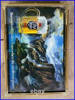 Vintage Heileman's Old Style Waterfall Lighted Motion Beer Sign 24x17 RARE