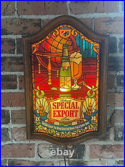 Vintage Heileman's Special Export 1979 beer sign lighted stained glass Old Style
