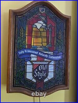 Vintage Heilemans OLD STYLE On Tap Light Up Beer Sign Bar Stained Glass Look