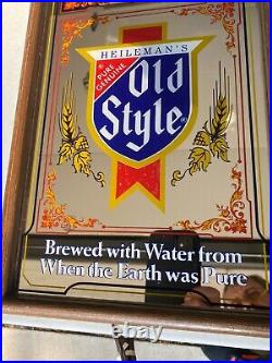 Vintage Heilemans Old Style Beer Advertising Clock Mirror Works Great Vintage Heilemans Old Style Beer Advertising Clock Mirror Works Great