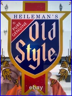 Vintage Heilemans Old Style Beer Advertising Clock Mirror Works Great Vintage Heilemans Old Style Beer Advertising Clock Mirror Works Great