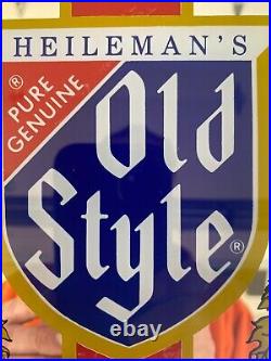Vintage Heilemans Old Style Beer Advertising Clock Mirror Works Great Vintage Heilemans Old Style Beer Advertising Clock Mirror Works Great