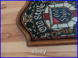 Vintage Heilemans Old Style Beer Faux Stained Glass Lighted Sign 15x24