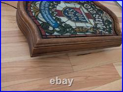 Vintage Heilemans Old Style Beer Faux Stained Glass Lighted Sign 15x24
