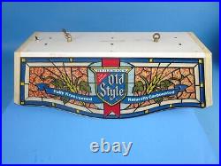 Vintage Heilemans Old Style Beer Hanging Pool Table Light Faux Stained Glass 29