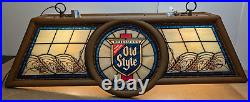 Vintage Heilemans Old Style Beer Hanging Pool Table Light Faux Stained Glass 41