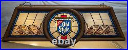Vintage Heilemans Old Style Beer Hanging Pool Table Light Faux Stained Glass 41