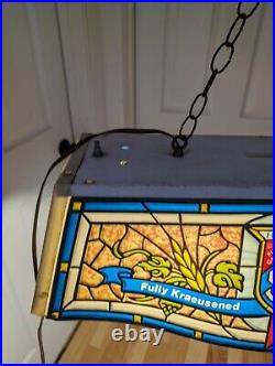 Vintage Heilemans Old Style Beer Hanging Pool Table Light Sign Faux Stained Glas